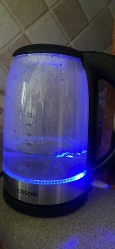 Cosori Electric Kettle. No Plastic Contact With Water. Wide Mouth For Easy Cleaning. Auto Shut Off. 1.7L Tea Kettle & Hot Water Boiler. Water Heater & Teapot. Borosilicate Glass. Black. 1500W photo review