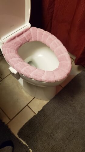 Legigo 5 Pack Thicker Bathroom Toilet Seat Cover Pads- Soft Warmer Toilet Seat Cushion Cover Stretchable Washable Fiber Cloth. Easy Installation Comfortable Toilet Lid Seat Cover(Pumpkin Modelling) photo review