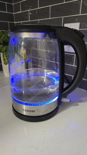 Cosori Electric Kettle. No Plastic Contact With Water. Wide Mouth For Easy Cleaning. Auto Shut Off. 1.7L Tea Kettle & Hot Water Boiler. Water Heater & Teapot. Borosilicate Glass. Black. 1500W photo review