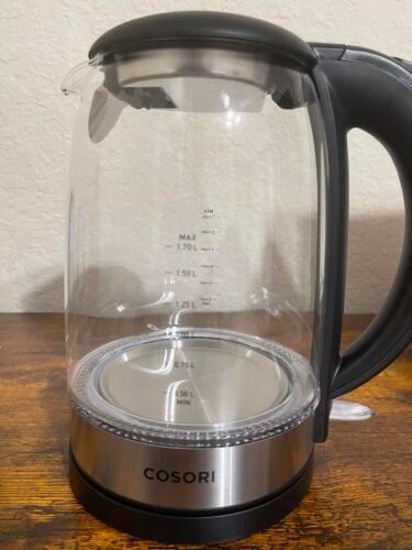Cosori Electric Kettle. No Plastic Contact With Water. Wide Mouth For Easy Cleaning. Auto Shut Off. 1.7L Tea Kettle & Hot Water Boiler. Water Heater & Teapot. Borosilicate Glass. Black. 1500W photo review