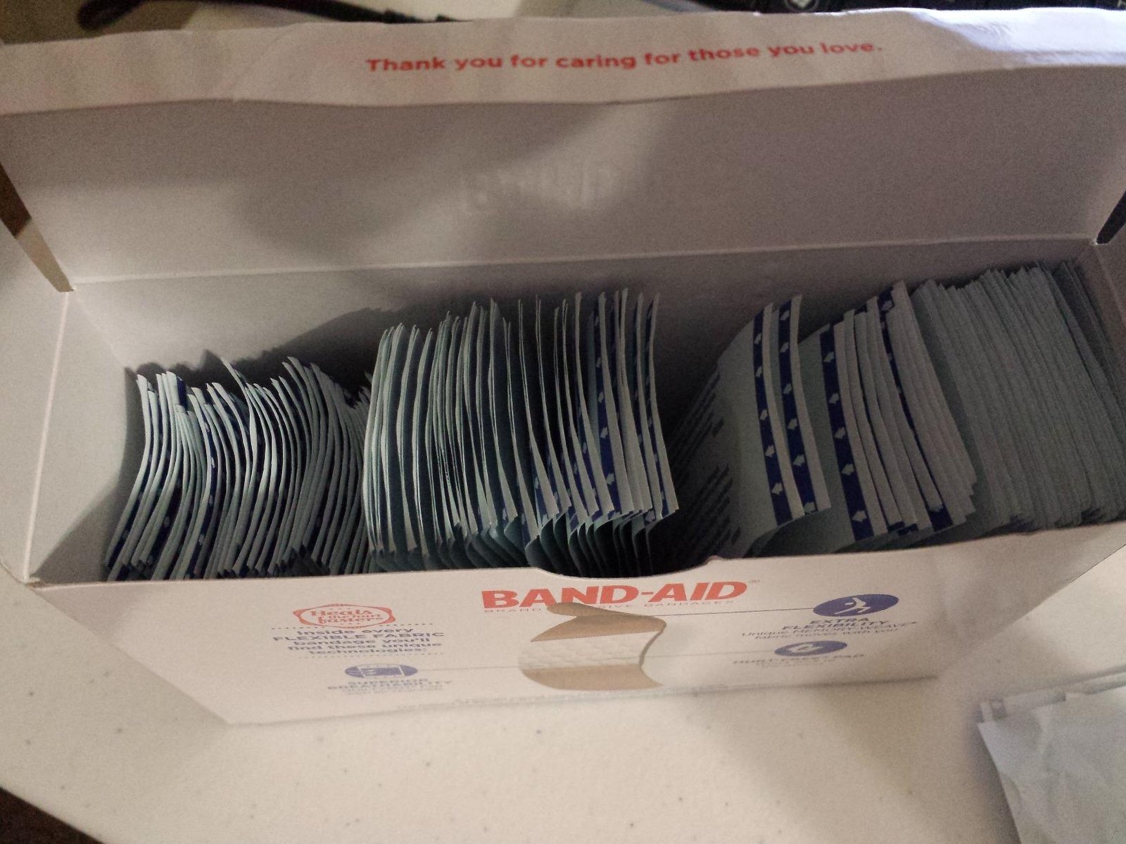 Band-Aid Brand Flexible Fabric Adhesive Bandages. Comfortable Flexible Protection & Wound Care of Minor Cuts & Scrapes. Quilt-Aid Technology to Cushion Painful Wounds. All One Size. 30 ct photo review