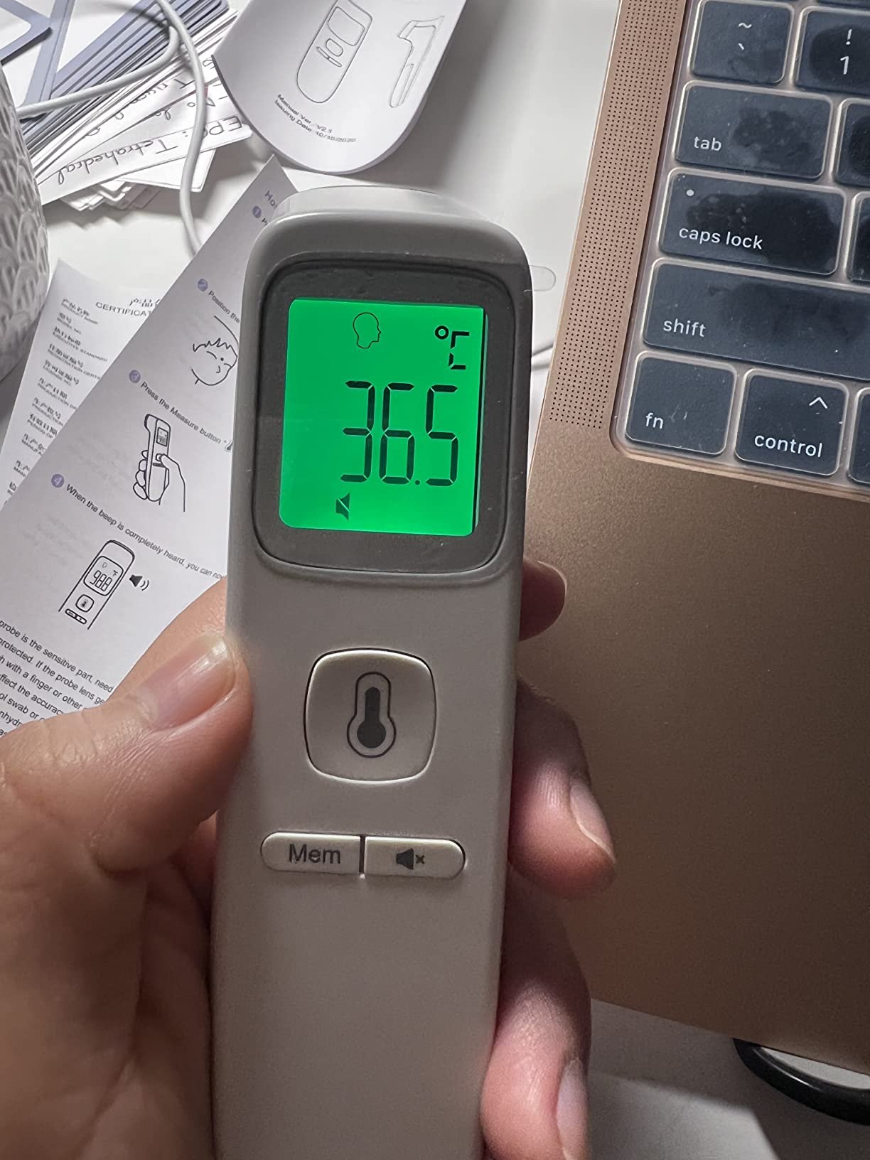 No-Touch Thermometer for Adults and Kids. Accurate Digital Baby Thermometer. Fever Alarm & Silent Mode. 2 in 1 Forehead & Object Mode photo review