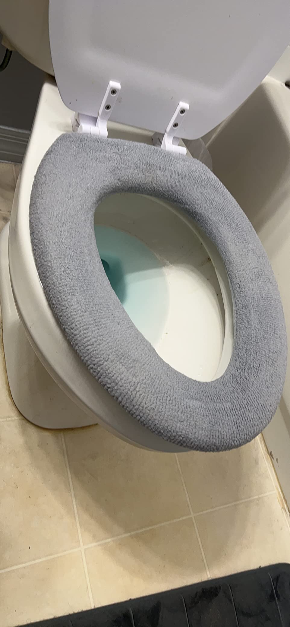 Legigo 5 Pack Thicker Bathroom Toilet Seat Cover Pads- Soft Warmer Toilet Seat Cushion Cover Stretchable Washable Fiber Cloth. Easy Installation Comfortable Toilet Lid Seat Cover(Pumpkin Modelling) photo review