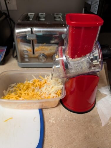 Cheese Grater Rotary. Rotary Grater for Kitchen. Kitchen Grater Vegetable Slicer with 3 Drum Blades. Fast Cutting Cheese Shredder for Vegetables and Nuts photo review