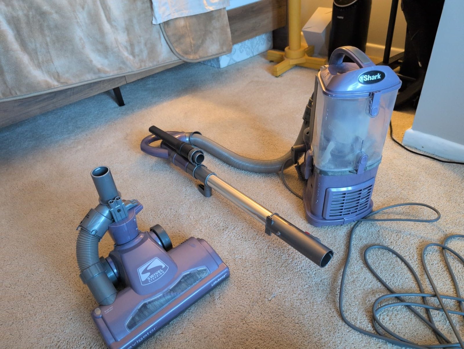 Shark Upright Vacuum. Navigator Lift-Away Deluxe with Large Dust Cup Capacity. HEPA Filter. Swivel Steering. Upholstery Tool & Crevice Tool. Blue. NV360 photo review