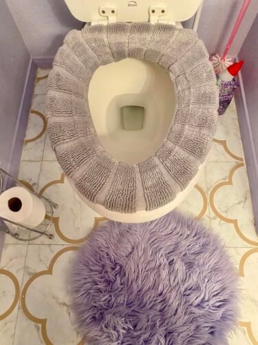 Legigo 5 Pack Thicker Bathroom Toilet Seat Cover Pads- Soft Warmer Toilet Seat Cushion Cover Stretchable Washable Fiber Cloth. Easy Installation Comfortable Toilet Lid Seat Cover(Pumpkin Modelling) photo review