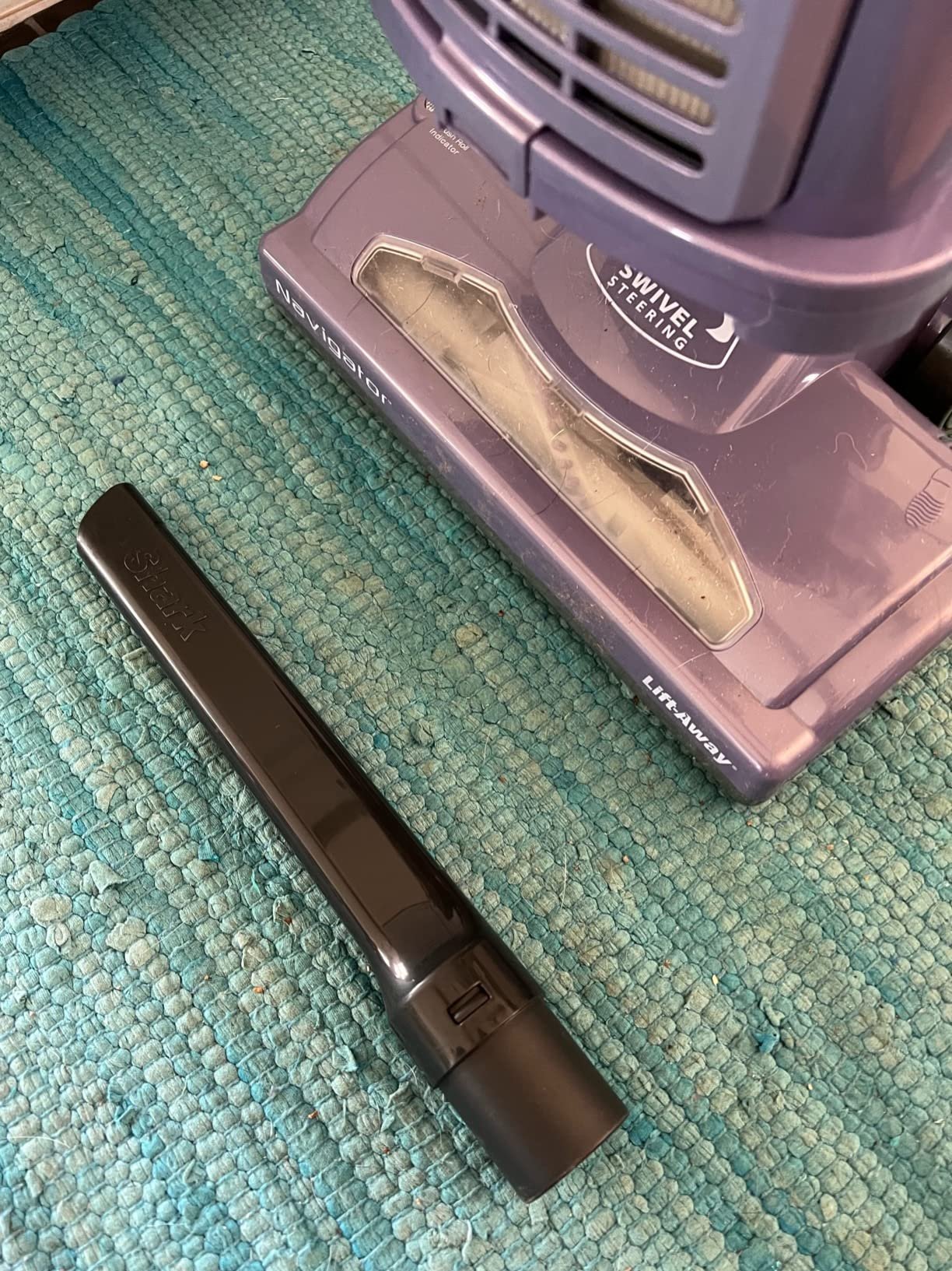 Shark Upright Vacuum. Navigator Lift-Away Deluxe with Large Dust Cup Capacity. HEPA Filter. Swivel Steering. Upholstery Tool & Crevice Tool. Blue. NV360 photo review