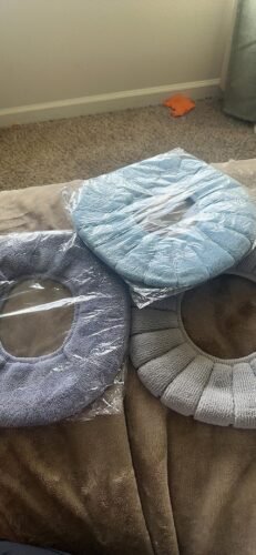 Legigo 5 Pack Thicker Bathroom Toilet Seat Cover Pads- Soft Warmer Toilet Seat Cushion Cover Stretchable Washable Fiber Cloth. Easy Installation Comfortable Toilet Lid Seat Cover(Pumpkin Modelling) photo review