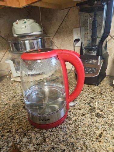 Cosori Electric Kettle. No Plastic Contact With Water. Wide Mouth For Easy Cleaning. Auto Shut Off. 1.7L Tea Kettle & Hot Water Boiler. Water Heater & Teapot. Borosilicate Glass. Black. 1500W photo review