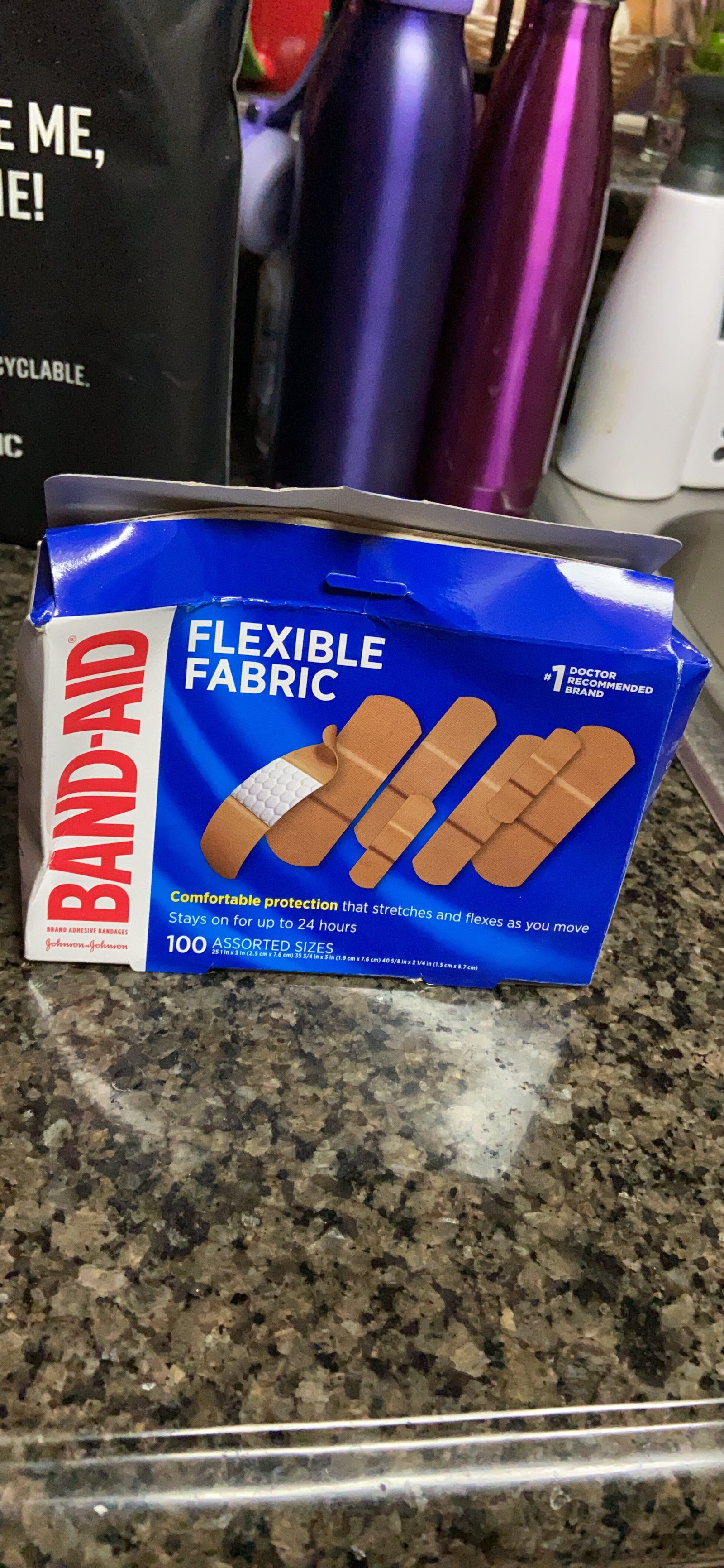 Band-Aid Brand Flexible Fabric Adhesive Bandages. Comfortable Flexible Protection & Wound Care of Minor Cuts & Scrapes. Quilt-Aid Technology to Cushion Painful Wounds. All One Size. 30 ct photo review