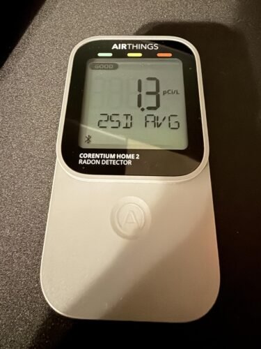 Airthings Corentium Home Radon Detector 223 Portable. Lightweight. Easy-to-Use. (3) AAA Battery Operated. USA Version. pCi/L photo review